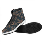 Vintage Dragonfly Pattern Print High Top Leather Sneakers