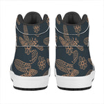 Vintage Dragonfly Pattern Print High Top Leather Sneakers