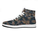 Vintage Dragonfly Pattern Print High Top Leather Sneakers