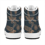 Vintage Dragonfly Pattern Print High Top Leather Sneakers