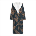 Vintage Dragonfly Pattern Print Hooded Bathrobe