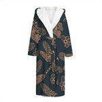 Vintage Dragonfly Pattern Print Hooded Bathrobe