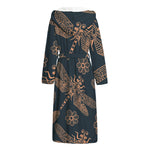 Vintage Dragonfly Pattern Print Hooded Bathrobe