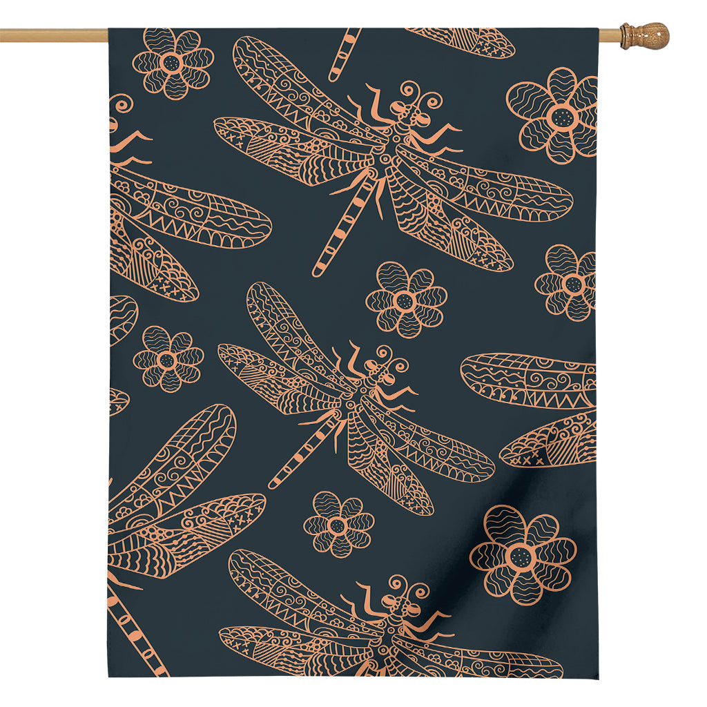 Vintage Dragonfly Pattern Print House Flag
