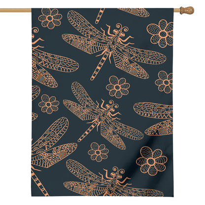 Vintage Dragonfly Pattern Print House Flag