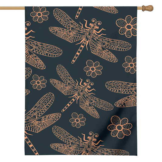 Vintage Dragonfly Pattern Print House Flag
