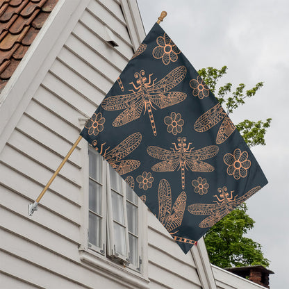 Vintage Dragonfly Pattern Print House Flag