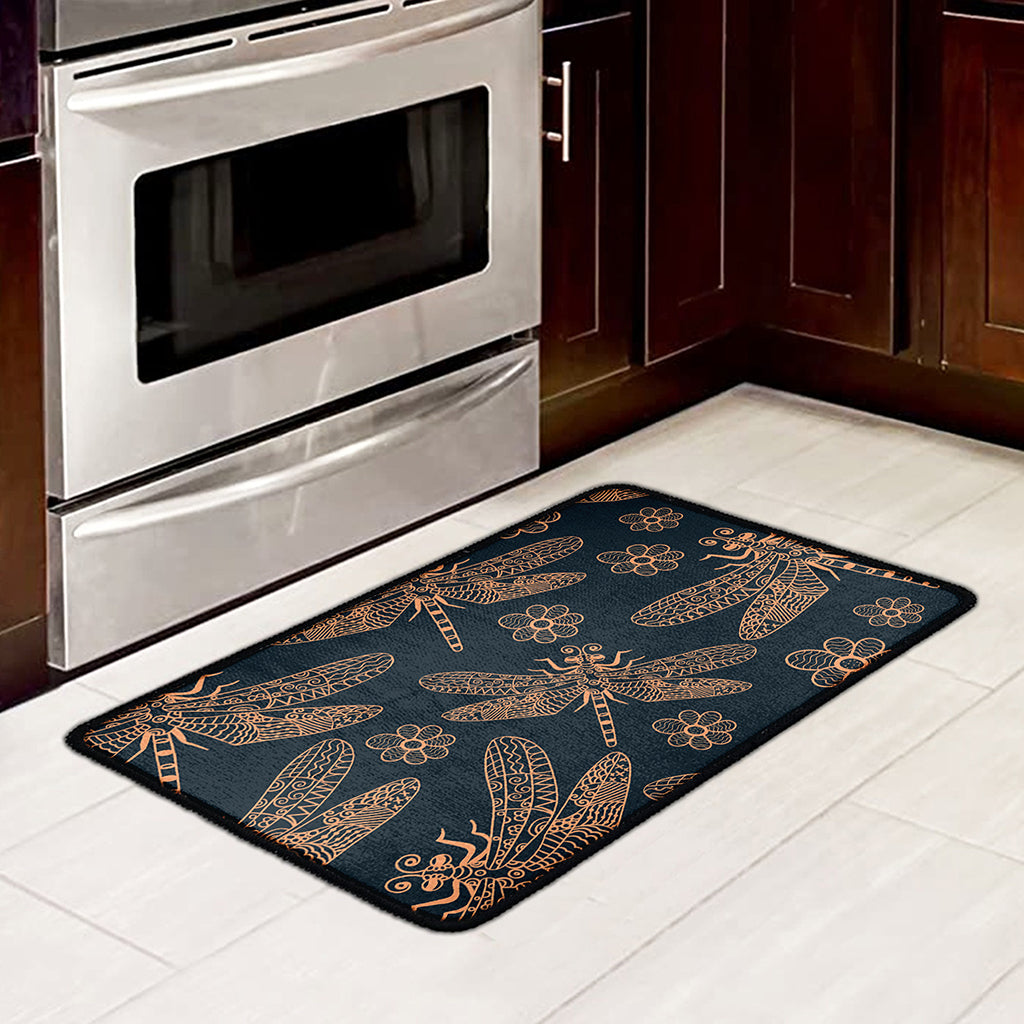 Vintage Dragonfly Pattern Print Kitchen Mat