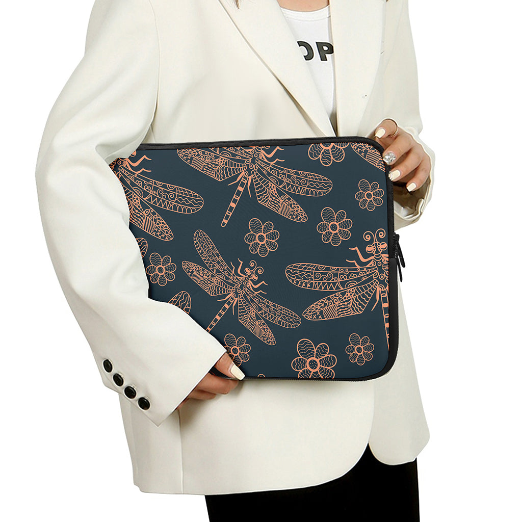 Vintage Dragonfly Pattern Print Laptop Sleeve