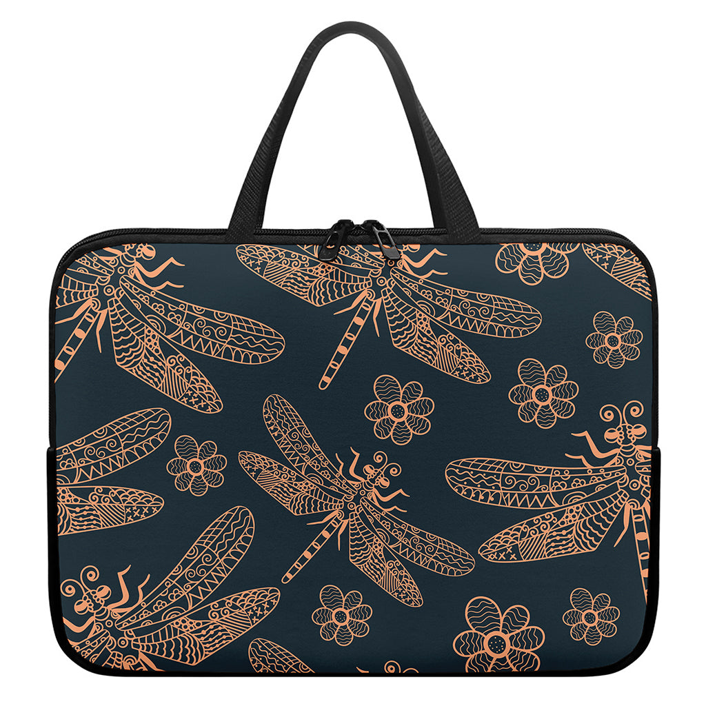 Vintage Dragonfly Pattern Print Laptop Sleeve With Handle