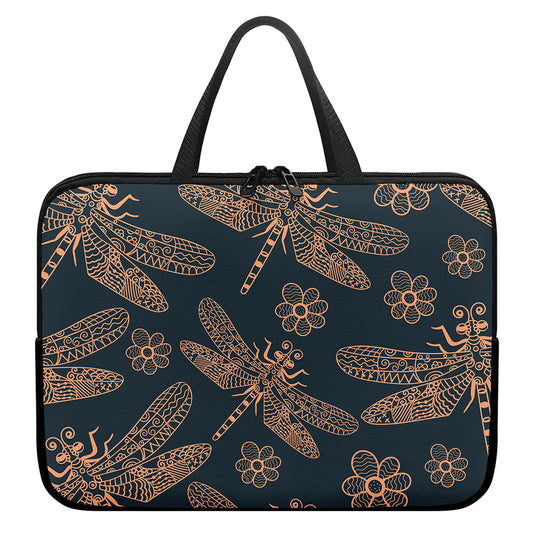 Vintage Dragonfly Pattern Print Laptop Sleeve With Handle