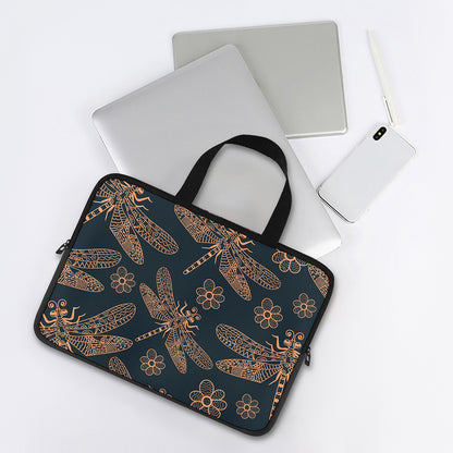 Vintage Dragonfly Pattern Print Laptop Sleeve With Handle
