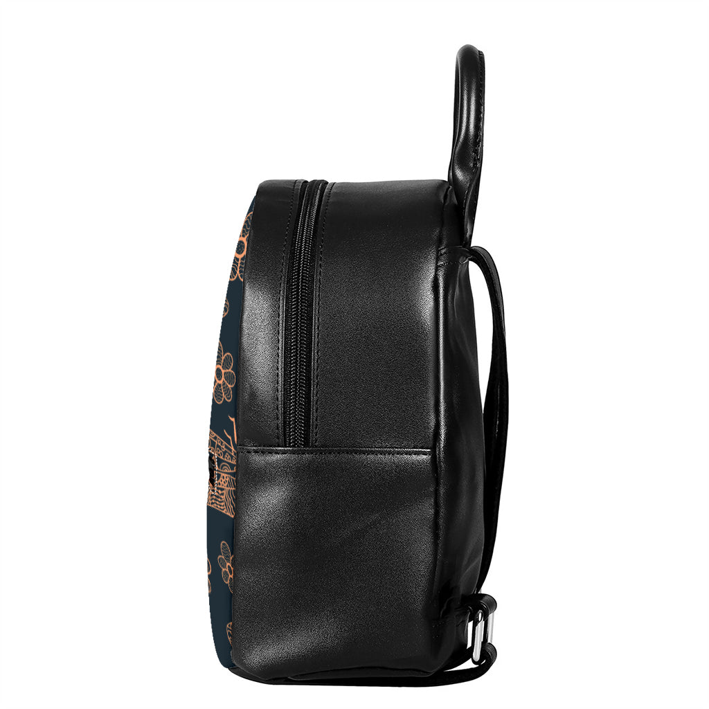 Vintage Dragonfly Pattern Print Leather Backpack