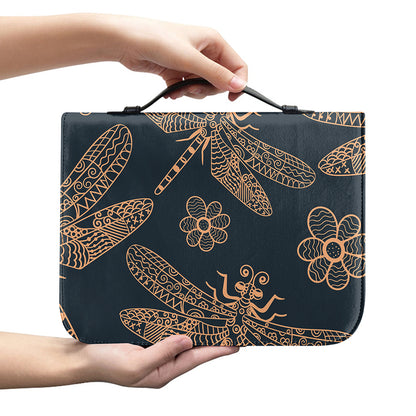 Vintage Dragonfly Pattern Print Leather Bible Cover