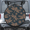 Vintage Dragonfly Pattern Print Leather Spare Tire Cover