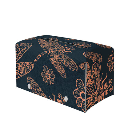 Vintage Dragonfly Pattern Print Leather Tissue Box Cover
