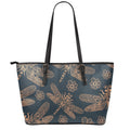 Vintage Dragonfly Pattern Print Leather Tote Bag With Zipper