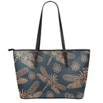Vintage Dragonfly Pattern Print Leather Tote Bag