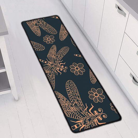 Vintage Dragonfly Pattern Print Long Kitchen Mat