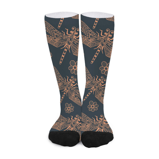 Vintage Dragonfly Pattern Print Long Socks