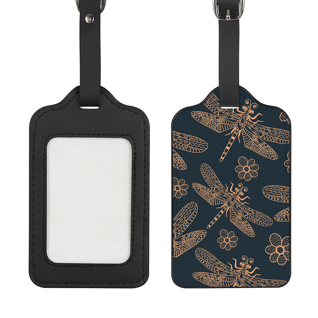 Vintage Dragonfly Pattern Print Luggage Tag