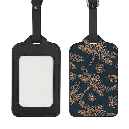 Vintage Dragonfly Pattern Print Luggage Tag