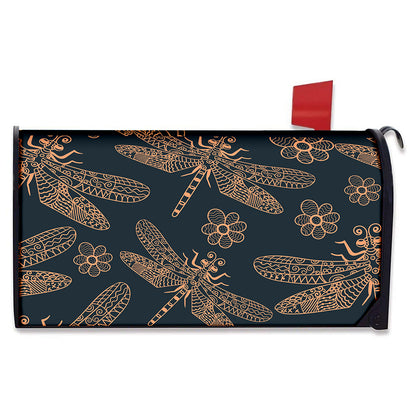 Vintage Dragonfly Pattern Print Mailbox Cover