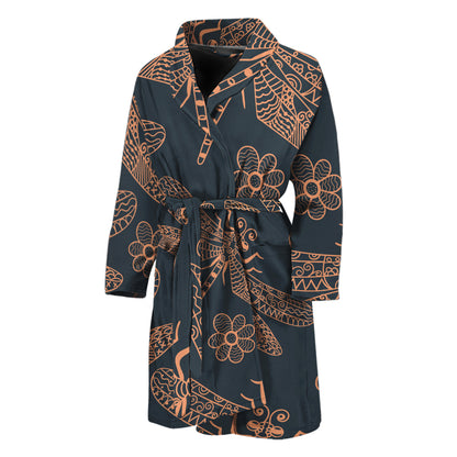 Vintage Dragonfly Pattern Print Men's Bathrobe