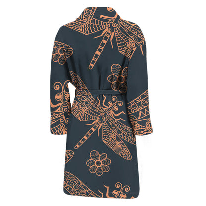 Vintage Dragonfly Pattern Print Men's Bathrobe