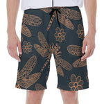 Vintage Dragonfly Pattern Print Men's Beach Shorts