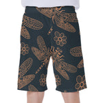 Vintage Dragonfly Pattern Print Men's Beach Shorts