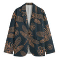 Vintage Dragonfly Pattern Print Men's Blazer