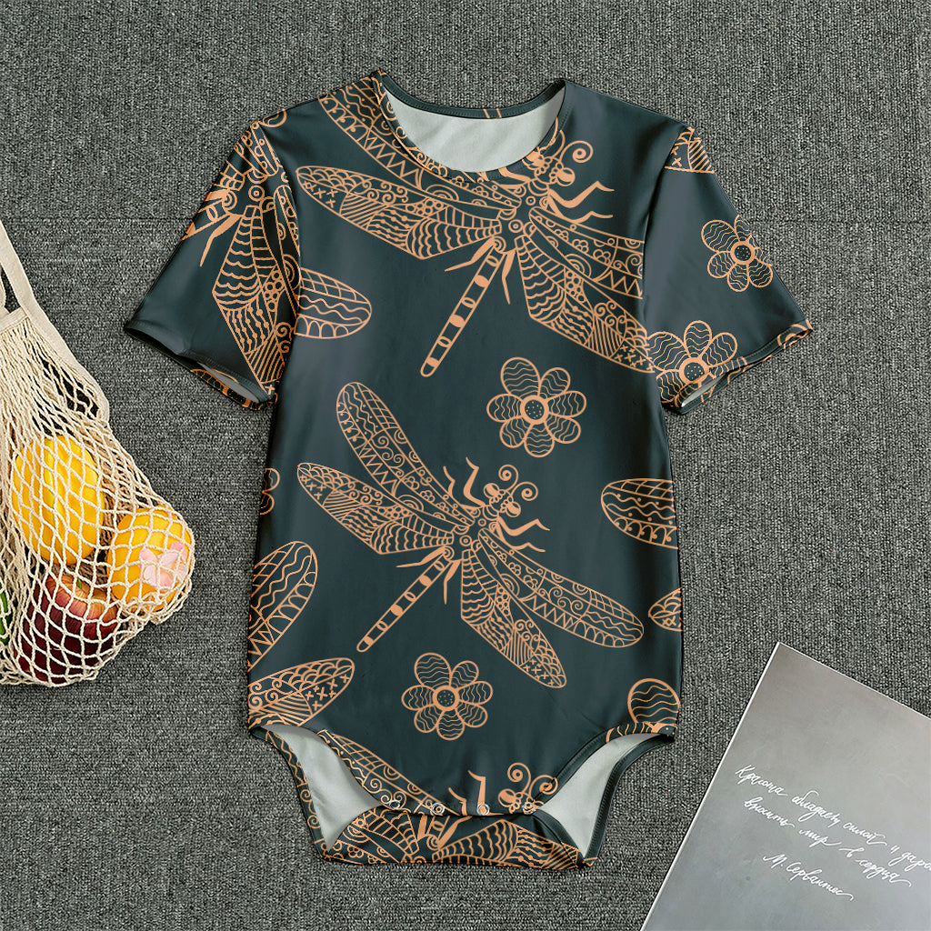 Vintage Dragonfly Pattern Print Men's Bodysuit
