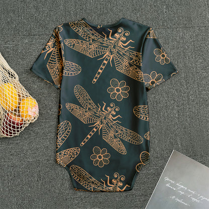 Vintage Dragonfly Pattern Print Men's Bodysuit