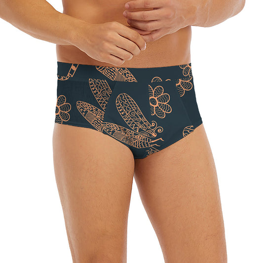 Vintage Dragonfly Pattern Print Men's Briefs