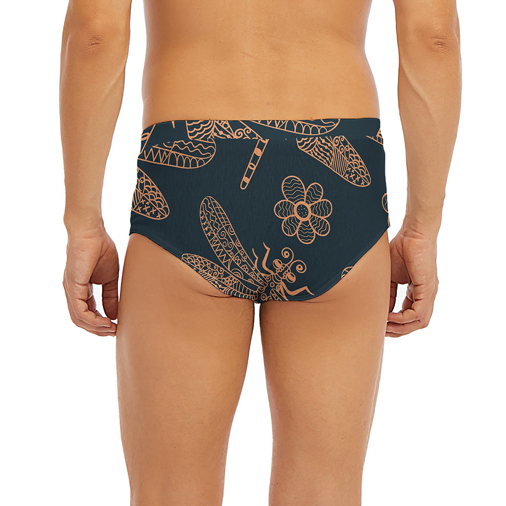 Vintage Dragonfly Pattern Print Men's Briefs