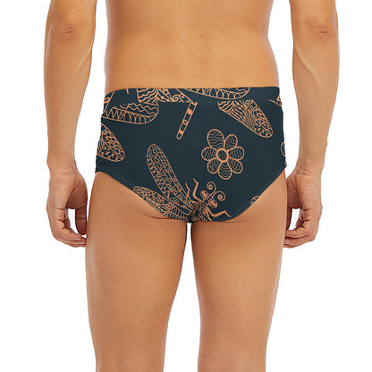 Vintage Dragonfly Pattern Print Men's Briefs