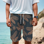 Vintage Dragonfly Pattern Print Men's Cargo Shorts
