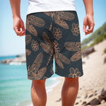 Vintage Dragonfly Pattern Print Men's Cargo Shorts