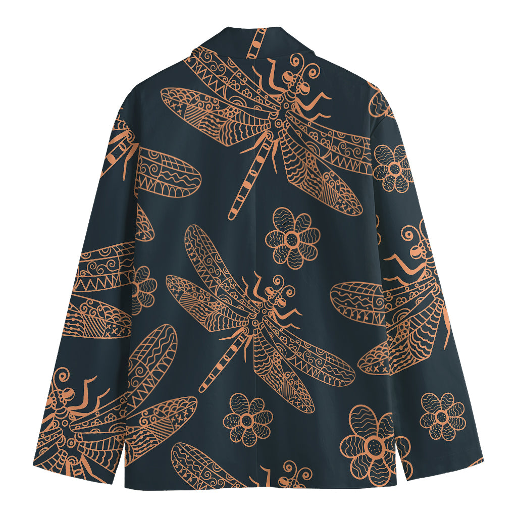 Vintage Dragonfly Pattern Print Men's Cotton Blazer