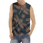 Vintage Dragonfly Pattern Print Men's Fitness Tank Top