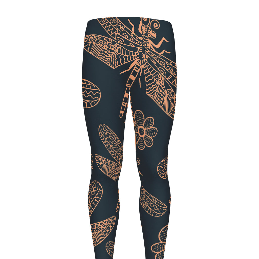Vintage Dragonfly Pattern Print Men's leggings