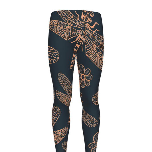 Vintage Dragonfly Pattern Print Men's leggings