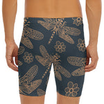 Vintage Dragonfly Pattern Print Men's Long Boxer Briefs