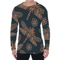 Vintage Dragonfly Pattern Print Men's Long Sleeve T-Shirt