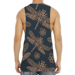 Vintage Dragonfly Pattern Print Men's Muscle Tank Top