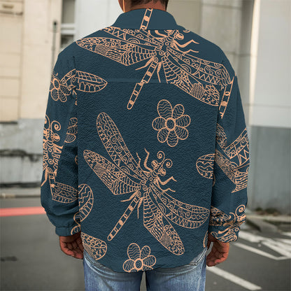 Vintage Dragonfly Pattern Print Men's Shirt Jacket