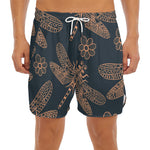 Vintage Dragonfly Pattern Print Men's Split Running Shorts