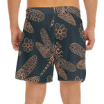 Vintage Dragonfly Pattern Print Men's Split Running Shorts