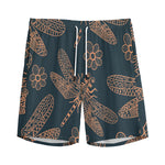 Vintage Dragonfly Pattern Print Men's Sports Shorts